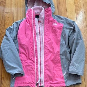 The North Face Dry Vent Jacket Fleece Rain in Pink Gray XL girls Tri-Climate